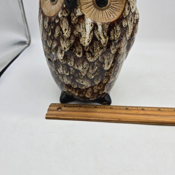 Elegant Expressions by Hosley Ceramic Big Eye Owl Vase Brown Tan Home Decor - Picture 9 of 10